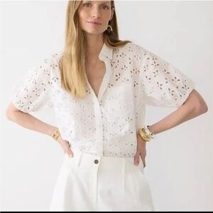 J. Crew Eyelet Button Down